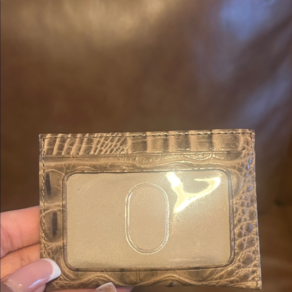 Brahmin Tan Crocodile-Embossed Card Holder